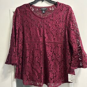 Lace Overlay Burgundy Top